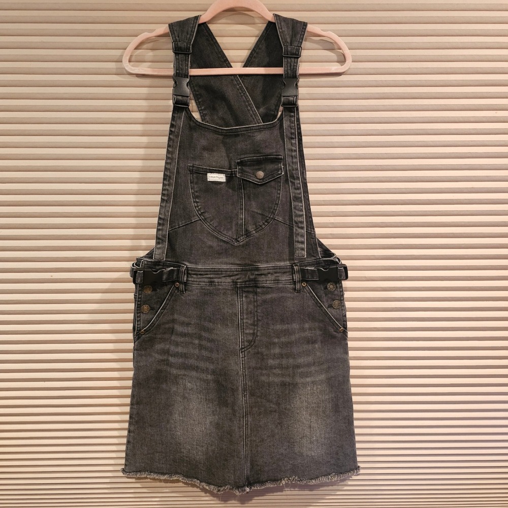 The Mumsie Night Shift Black Denim Pinafore Babywearing Overall Dress Medium